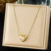 Moda Transfronteiriça Pingente Coração Colorido Cravejado com Diamantes Estilo Retrô Corrente para Clavícula Aço Inoxidável Banhado a Ouro Joia Simples Colar
