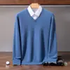 Suéter Masculino de Caxemira Gola V Pulôver para Negócios Malha Casual Camisa Base Básica 2026 Outono/Inverno Novo Suéter Quente