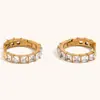 Europeu e Americano Transfronteiriço Mais Vendido Moda Elegante Banhado a Diamante Aço Inoxidável Ouro 18K Nicho Luxo Leve Brinco Argola Brincos Joias