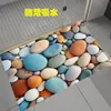 Alfombrilla absorbente de piso de tierra de diatomeas con estampado de guijarros 3D para baño y inodoro, alfombrilla para pies de secado rápido, alfombrilla antideslizante para entrada