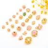 Chapado en Cobre Oro de 18 Quilates Mariposa Rosa Gota de Aceite Perla Esmalte Cloisonné Flor Hueca Loto Abalorio Pulsera Accesorios