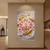 Pintura em Rolo Estilo Zen Chinês de Lótus, Pintura Decorativa de Lótus, Pintura de Parede para Boa Sorte, Adequada para Entrada de Casa, Sala de Estar, Corredor