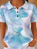 2026 Transfronterizo TEMU Nueva Blusa de Verano para Mujer Color Sólido Estampado Digital 3D Cuello de Botones Manga Corta