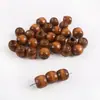 Contas de Madeira com Furo Grande, Contas Redondas, Contas Soltas Tingidas de Madeira Maciça, Acessórios para Pulseira e Colar, Componentes para Joias DIY