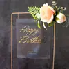 Ferro Forjado Flor Dourada Acrílico Inglês Cartão de Decoração de Bolo de Aniversário Estilo Ins Plug-in para Vestir Bolo de Assar Sobremesa