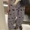 Pantalones de Pijama Lindos con Estampado de Gato Estilo Coreano para Niña Mujer Verano Nueva Llegada Talla Grande Sueltos Casuales Pantalones para Caminar Pantalones de Casa
