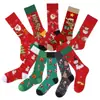 Calcetines de Algodón Navideños para Ventas Transfronterizas de Amazon, Talla Grande Unisex para Pareja, Calcetines Navideños de Tubo Alto, Calcetines Navideños Largos con Graffiti de Moda