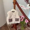 [Personalizado] Chaleco elegante de forro polar con estampado floral, nueva capa base de invierno y pantalones de pierna ancha - un conjunto de ropa para niñas