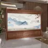 Pantalla divisoria para sala de estar, modelo nuevo 2025, pantalla exterior de imitación madera maciza, pantalla móvil de lujo para sala de estar y patio