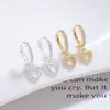 Aretes Corazón Hueco Aretes de Plata 925 para Mujer Joyería Transfronteriza Diseño de Nicho Zirconita Brillante Pinzas para Orejas Regalo de Cumpleaños