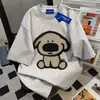 Camiseta de Manga Corta Impresa Retro de Calle de Alto Estilo Japonés Vintage para Mujer, Top Casual Holgado de Cuello Redondo de Moda, Verano 2025
