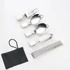 Juego de cubiertos plegables de acero inoxidable 304 para viajes transfronterizos, tenedor, cuchara, palillos de tornillo, cuchara plegable portátil para ensaladas al aire libre, vajilla para acampar