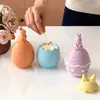 Huevo Brillante de Amapola de Pascua Conejo de Orejas Rectas Huevo de Pascua Conejo Tarro de Almacenamiento Taza para Velas Yeso Molde de Silicona