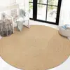Tapete Tecido de Juta Sala de Estar Mesa de Centro Quadrado Redondo de Linho Tapete de Chão Doméstico Nórdico Estudo Quarto Tapete de Cabeceira