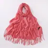 Bufanda de Color Puro Otoño e Invierno Bufanda Gruesa Cálida Chal Grande Logotipo Impreso Rojo Grande Bufanda Azul de Alta Gama para Mujer Personalización