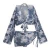 Novo Traje de Banho Europeu e Americano Transfronteiriço Dividido Feminino Tie-dye Sexy Biquíni de Quatro Peças Biquíni