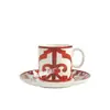 Taza de Café con Platillo Estilo Europeo Transfronterizo Retro Creativo Cuerpo Recto Pequeño Mango Dorado para Uso Doméstico Traje de Taza de Café Exquisito de Gama Alta