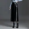 Falda auténtica de cuero genuino Haining para mujer, colección otoño/invierno 2026, estilo coreano, falda midi de piel de oveja con abertura, diseño ajustado al cuerpo, moderna