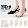 Calcetines de verano finos antideslizantes invisibles de seda helada para mujer, calcetines tipo calcetín, calcetines de dos dedos, sandalias de corte bajo con tira invisible, tacones altos