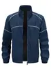 Chaqueta de Primavera y Otoño para Hombre con Cuello Alto, Abrigo Casual de Costuras de Línea Modernas, Top Holgado con Cremallera a Prueba de Viento para Hombres Jóvenes y de Mediana Edad
