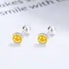 Aretes de tachuela con cara sonriente para mujer, plata de ley 925, moda, simples, Ins, modernos, para cartílago, personalidad, lindos, de temperamento, joyería para orejas