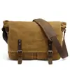 Estilo Universitario Nuevo Lona Hombre Bolso de Hombro Bolso Cruzado Retro Piel Crazy Horse Cuadrado Horizontal Moderno Bolso para Computadora