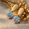 Brincos de Tarraxa Roxo Romântico da Idade Média Femininos Brincos Geométricos de Alta Qualidade 2025 Novos Brincos Elegantes com Flor Francesa para Mulheres