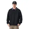Moletom masculino de gola redonda, solto e confortável, versátil, casual, moderno, estiloso, estilo de rua americano, estilo de Hong Kong, blusa de manga longa