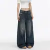 Jeans de pierna ancha estilo retro americano talla grande para mujer, nuevos pantalones rectos versátiles de corte holgado que estilizan, de largo hasta el suelo