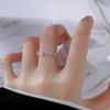 Anel de Prata Esterlina S925 Estilo Igual Zircônia Rosa Feminino com Abertura Nicho Alto Padrão Luxo Leve Versátil Empilhável Anel de Dedo para Verão