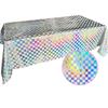 Mantel desechable impermeable de colores con láser liso, mantel arcoíris, suministros para fiestas de cumpleaños y decoración.