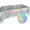 Mantel de Plástico Desechable para Fiesta | Cubierta de Mesa Impermeable de PE para Cumpleaños, Boda y Celebración Festiva | Mantel con Lunares Metálicos y Degradado