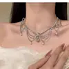 Conjunto de Collar y Aretes de Lujo Ligero Estilo Francés, Artesanía Exquisita, Sensación Única y de Alta Gama, Versátil, Elegante, Delicada Cadena para Clavícula