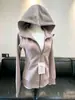 Moletom rosa elegante de corte justo para mulheres, novo estilo primavera e outono, emagrecedor, com ombros retos e cintura marcada, blusa com capuz, estilo coreano, jaqueta que valoriza a silhueta