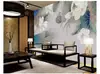 Papel de parede para parede de fundo de TV pintado à mão na China, pintura meticulosa, mural de lótus, sala de estar, escritório, tinta, restaurante de panela quente, papel de parede