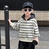 Moletom de Outono para Meninos 2025 Novo Top com Capuz Infantil Camisa Básica Listrada de Outono para Meninos Roupas de Bebê