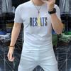 Camiseta de cuello redondo de manga corta para hombre, cómoda, transpirable, de algodón mercerizado, de media manga para hombre, con letras ajustadas, nueva y de moda de verano.