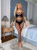 Ropa Interior Sexy Europea y Americana Comercio Exterior Medias de Red Traje de una Pieza Tentación Sexy Malla de Cuadrícula de Manga Larga Traje w563