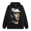 Sudadera con capucha y estampado de Eminem Hip Hop Americano Hip Hop Lavada Peso Pesado Algodón Puro Al por Mayor