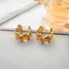 Pendientes de aro retorcidos huecos con circonita, a la moda y elegantes, con un diseño vintage y único y distintivo para mujer