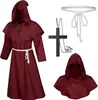 Túnica con Capucha de Cruz para Sacerdote Medieval, Múltiples Tallas, Unisex, Disfraz de Cosplay para Halloween, Dropshipping Transfronterizo