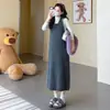 Outono/Inverno 2026 Novo Estilo Coreano Elegante e Fashion Vestido Colete para Gestante + Conjunto de Duas Peças Macio e Confortável para Gestante