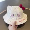 Bonito y Dulce Sombrero de Bebé para Primavera y Otoño, Sombrilla y Protección Solar de Algodón Puro Sombrero de Pescador, Sombrero de Cubo Versátil para Bebé Niña Kt Cat