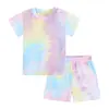 Nuevo Conjunto de Camiseta Tie-Dye y Shorts de Moda Amazon 2026 para Niños y Niñas, Conjunto de Dos Piezas de Manga Corta de Verano para Niños Pequeños