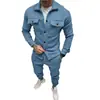 Conjunto de Jaqueta de Manga Longa e Calça Casual de Camurça Estilo Novo Europeu e Americano para Primavera e Outono, Roupa de Trabalho Esportiva para Homens