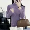 Suéter de Punto para Mujer 2026, Nuevo Estilo Otoño/Invierno, Suéter de Punto de Cuello Alto Medio, Cálido, Ajustado, Capa Base de Color Sólido, Engrosado
