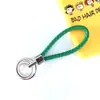 Chaveiro de corda trançada com anel duplo chaveiro de couro PU colorido novo pingente para bolsa feminina chaveiro para pendurar na cintura