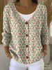 Nova blusa de moletom com botões, gola V, manga longa, estampada em 3D, estilo personalidade, solta, para outono e inverno, jaqueta suéter para mulheres