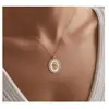 Amazon Transfronterizo Nuevo Collar Dorado Redondo de Rosa Moda para Niñas Elegante Temperamento Estilo Mid-Century Cadena para la Clavícula