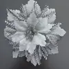 Flor de Pó Dourado de Natal 14cm Pingente de Árvore de Natal de Três Camadas Flor de Decoração de Natal Acessórios de Presente de Feriado Produto Quente da Amazon